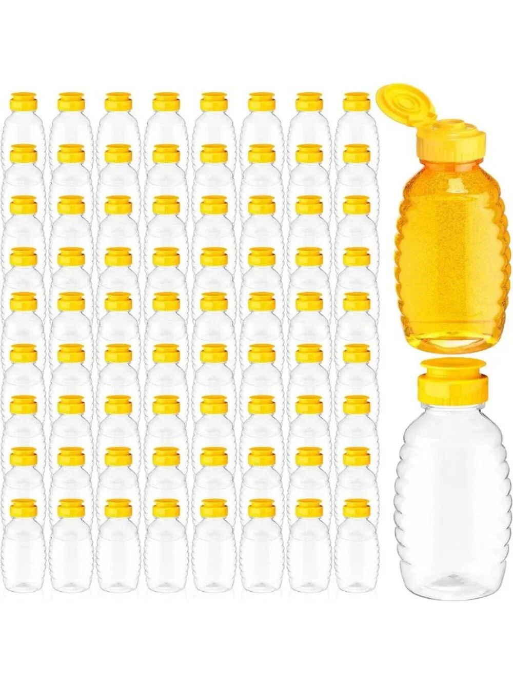 72 Pack 16 oz Plastic Honey Bottles - Squeeze Containers with Flip Top Lid